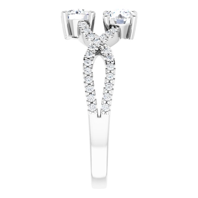 14K White 3/4 CTW Diamond Two-Stone Ring